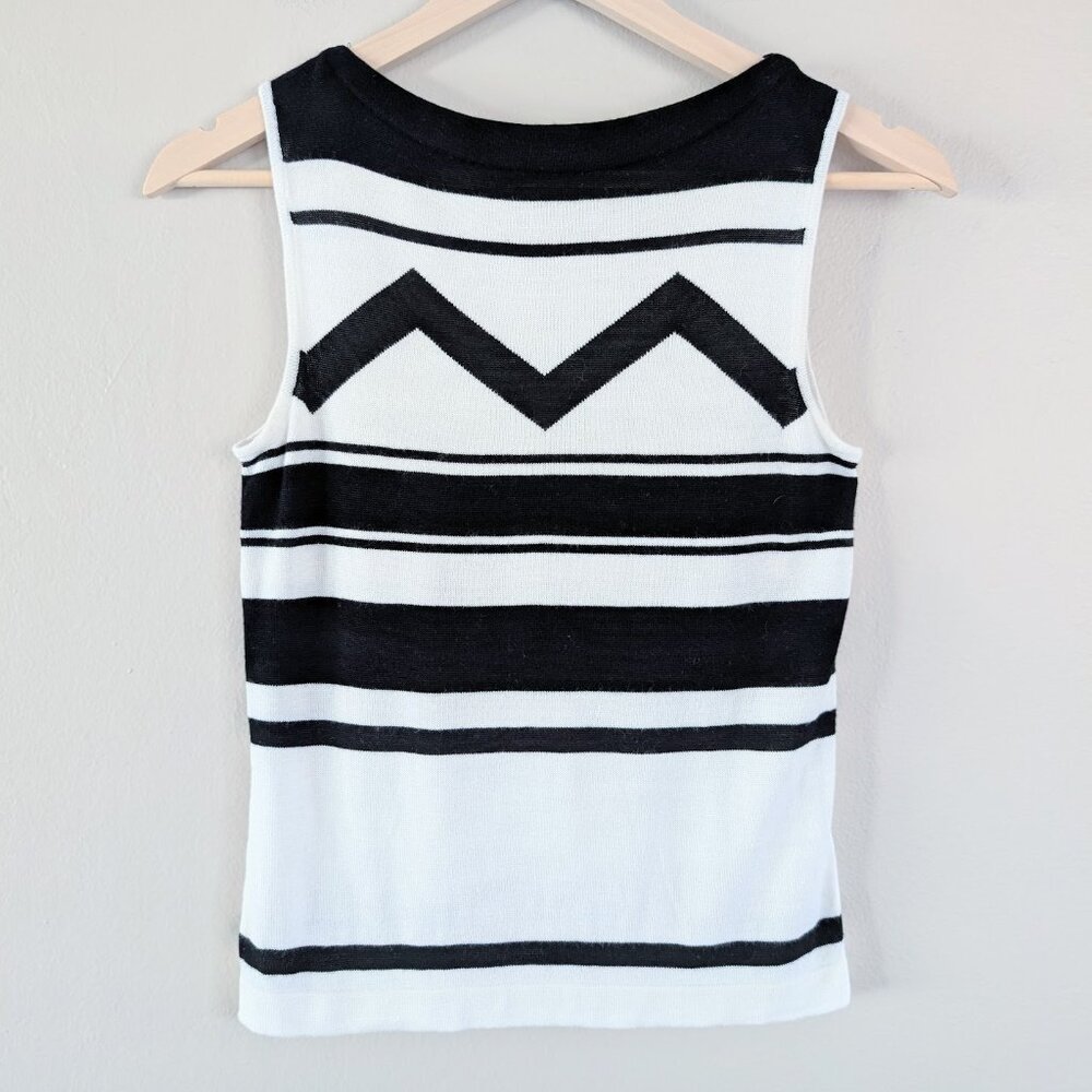 The Limited Silk Cotton Knit Boat Neck Sleeveless Top Chevron Sz M Parisian Work